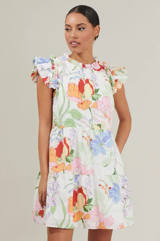 Solid Color Casual Dresses in Earth Tones​ Juliet Floral Garden Lauren Shift Mini Dress