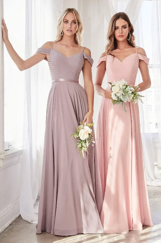 Strapless tulle wedding dresses for a fairy - tale feel​ Cinderella Divine CD0156 Long Bridesmaids Formal Off Shoulder Prom Dress