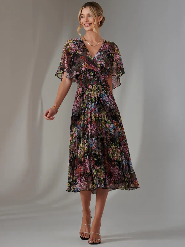 Midi dresses with keyhole backs for a flirty and unexpected detail Floral Print Chiffon Pleated Dress, Floral Multi Midi dresses with keyhole backs for a flirty and unexpected detail Floral Print Chiffon Pleated Dress, Floral Multi