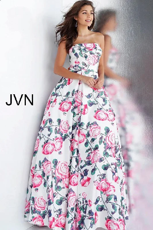 Boho - inspired wedding dresses with floral embroidery​ Jovani 67131 Prom Long Dress