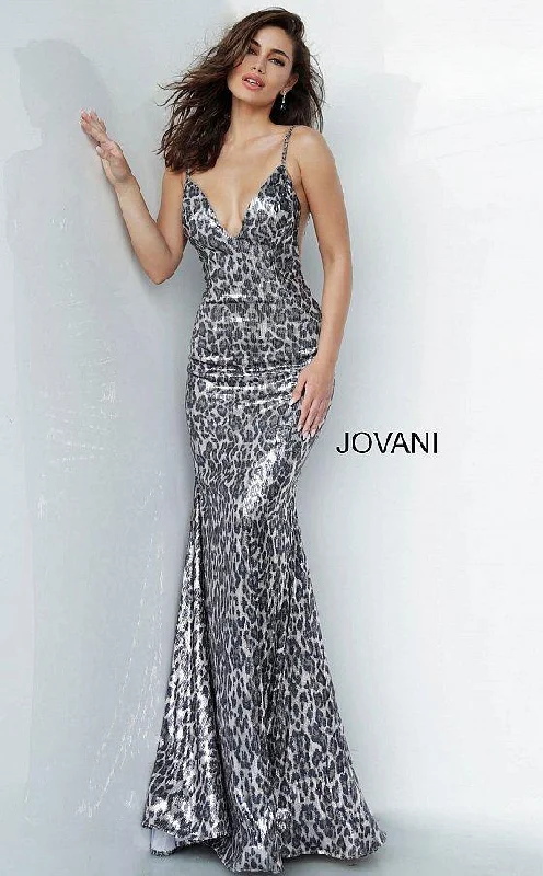 Maternity dress for a baby's first trip to the zoo Jovani 4087 Prom Long Animal Print Dress