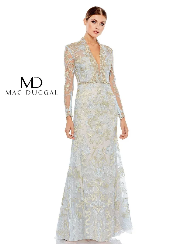 Trumpet - style wedding dresses with a train​ Mac Duggal 11165 Long Sleeve Formal Evening Gown