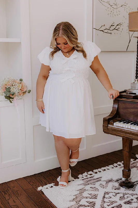 Mini dresses with ruched bodices for a feminine touch Coquette Dreams Smocked Mini Dress Curves