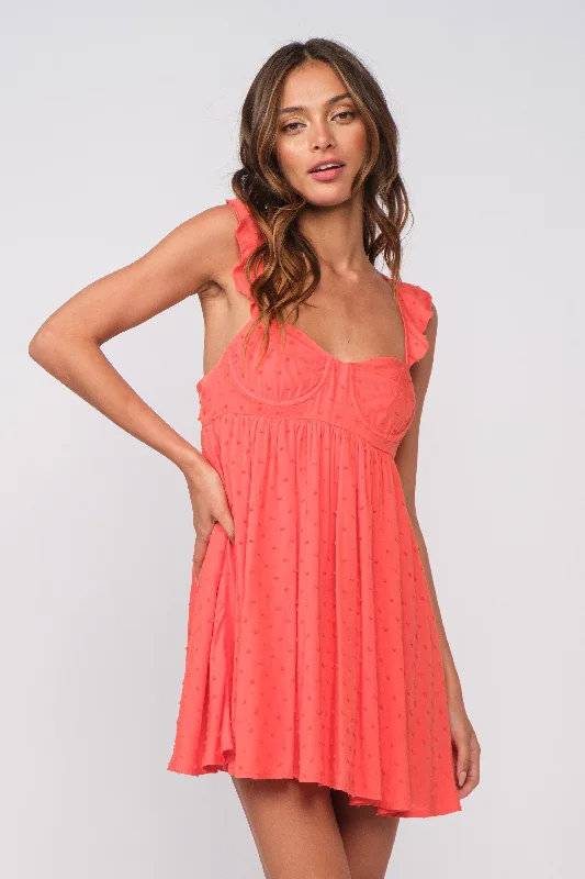 Spring - Season Casual Dresses in Fresh Colors​ Olympia Tomato Red Babydoll Mini Dress