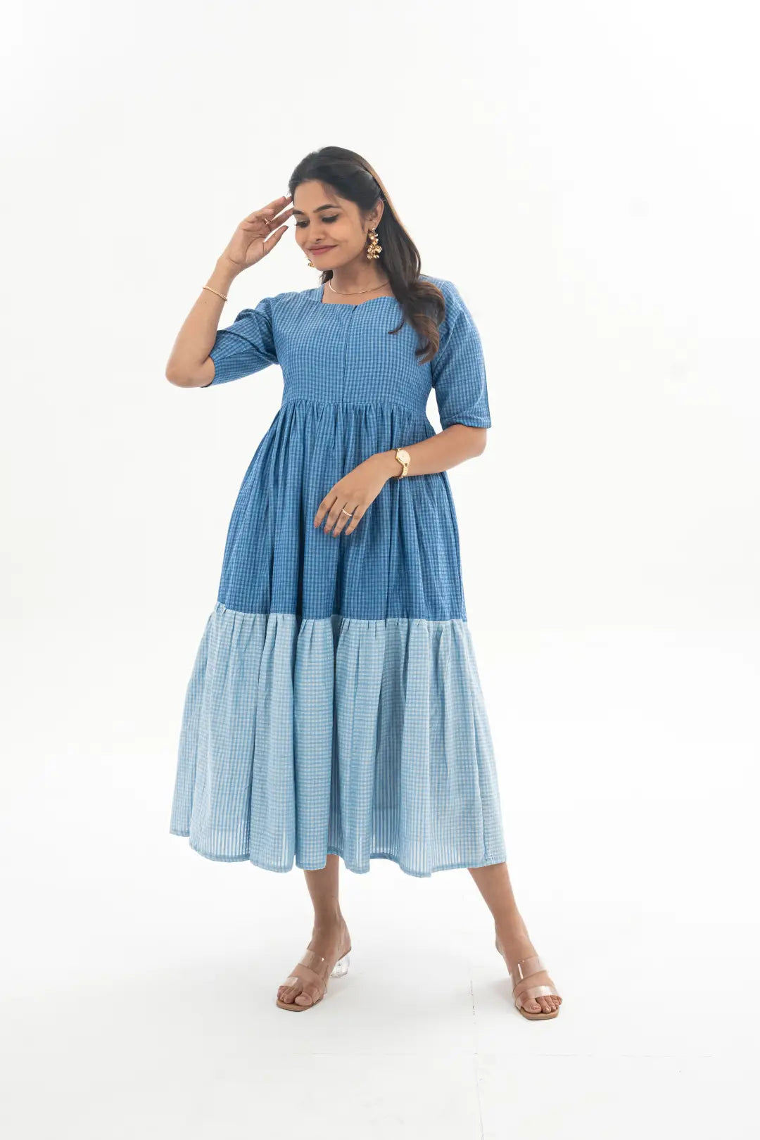 Maternity dress for a baby's first bus ride Cloud Cascade Feeding Dress