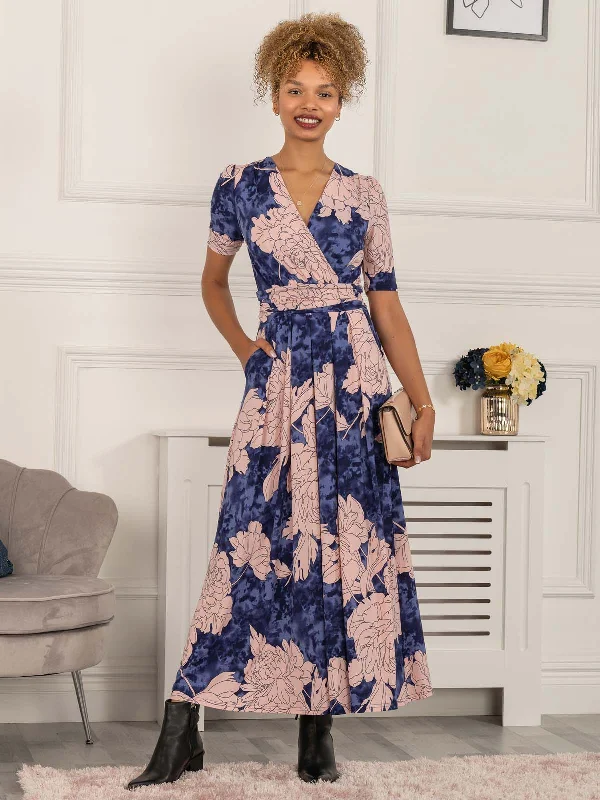 Midi dresses with button - front designs for a classic touch Evita Floral Print Maxi Jersey Dress, Floral Abstract Midi dresses with button - front designs for a classic touch Evita Floral Print Maxi Jersey Dress, Floral Abstract