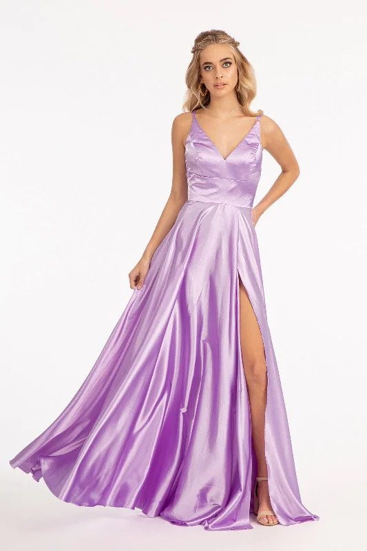Sequined wedding dresses for a glamorous look​ Long Spaghetti Strap Formal Bridesmaid Satin Dress