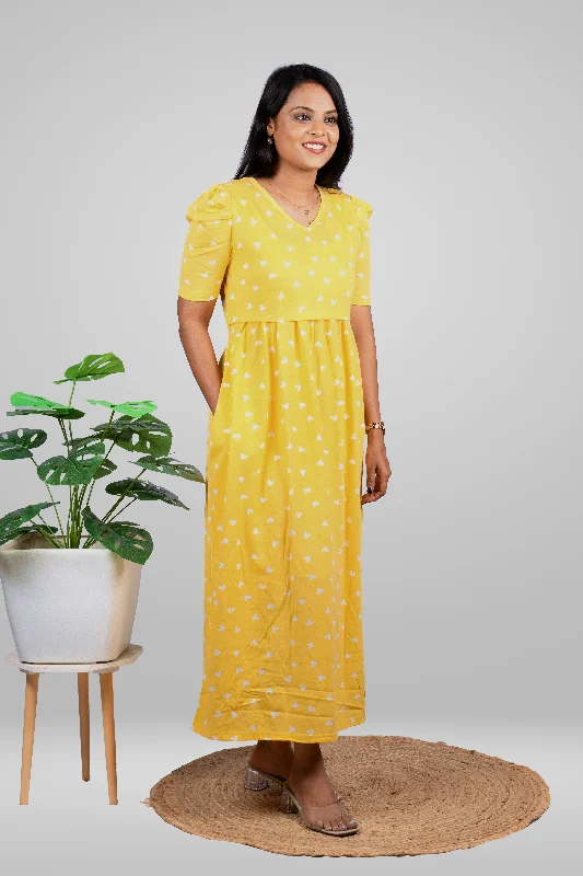 Maternity dress for a baby's first visit to the vertical garden Maxi Mellow heart Light Weight Dress summer collection