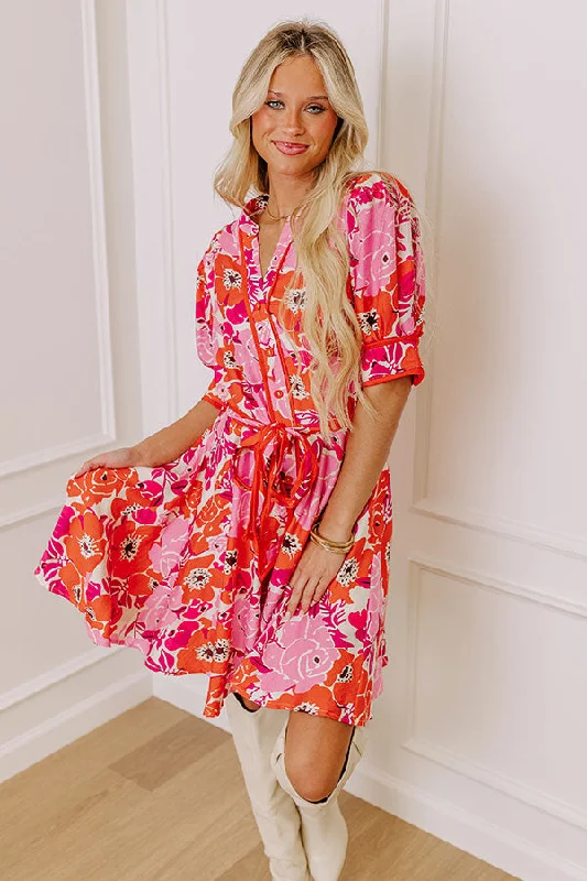 Mini dresses with pleated skirts for a classic look Sunny With A Chance of Blooms Mini Dress