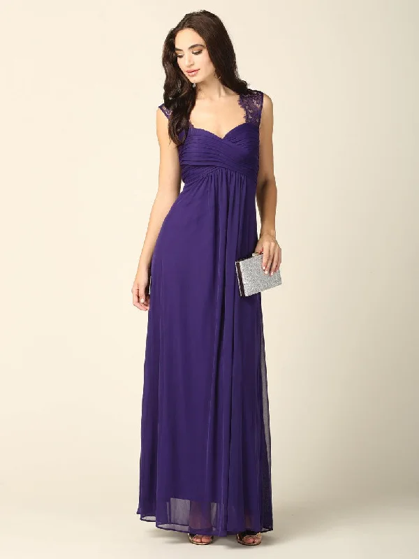 Wedding dresses with a bateau neckline for a classic shape​ Long Formal Sleeveless Chiffon Bridesmaids Dress