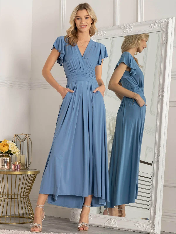 Velvet midi dresses in jewel tones for a glamorous winter event Jolie Moi Airene Cap Sleeve Maxi Dress, Steel Blue Velvet midi dresses in jewel tones for a glamorous winter event Jolie Moi Airene Cap Sleeve Maxi Dress, Steel Blue