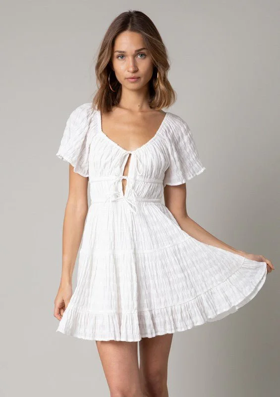 Two - Piece Casual Dresses for a Modular Look​ Ophelia White Butterfly Sleeve Mini Dress