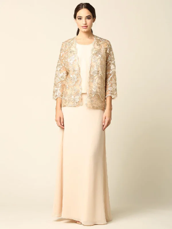Empire waist wedding dresses with beaded bodices​ Mother of the Bride Long Formal Jacket Dress Sale
