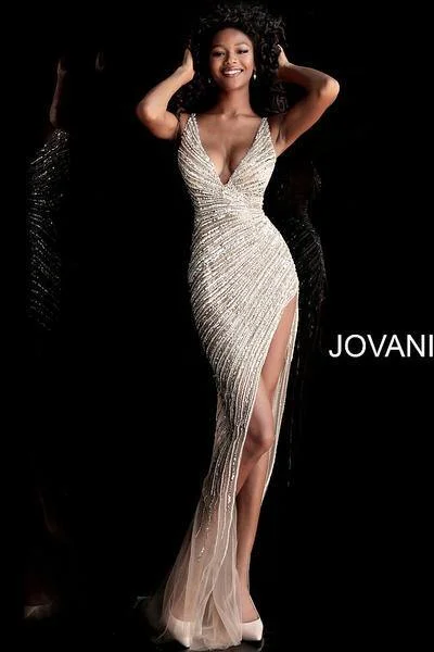 Maternity dress for a christening Jovani 63405 Sleeveless V-Neck Open Back Long Dress