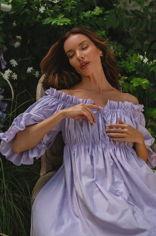 Celebrity - Inspired Casual Dresses for a Fashionable Look​ Vacay Off Shoulder Cotton Mini Dress (Sale)