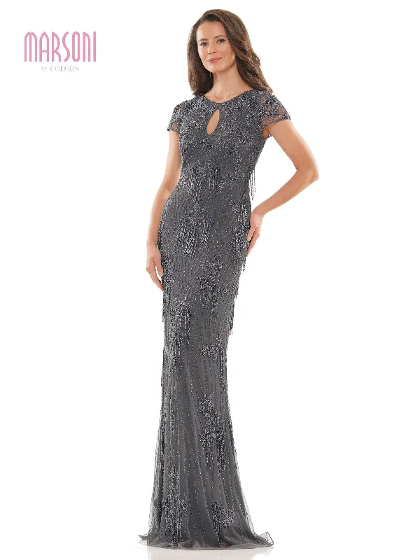 Maternity shift dress for casual outings Marsoni Mother of the Bride Beaded Long Gown 1203