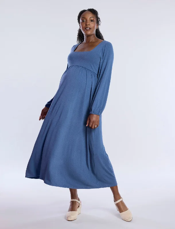 Maternity dress for a friend's wedding as a guest Long Sleeve Empire Waist Maxi Dress