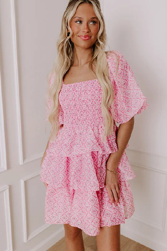 Mini dresses with asymmetric hems for a fashion - forward look Affectionate Allure Tiered Mini Dress in Pink Mini dresses with asymmetric hems for a fashion - forward look Affectionate Allure Tiered Mini Dress in Pink