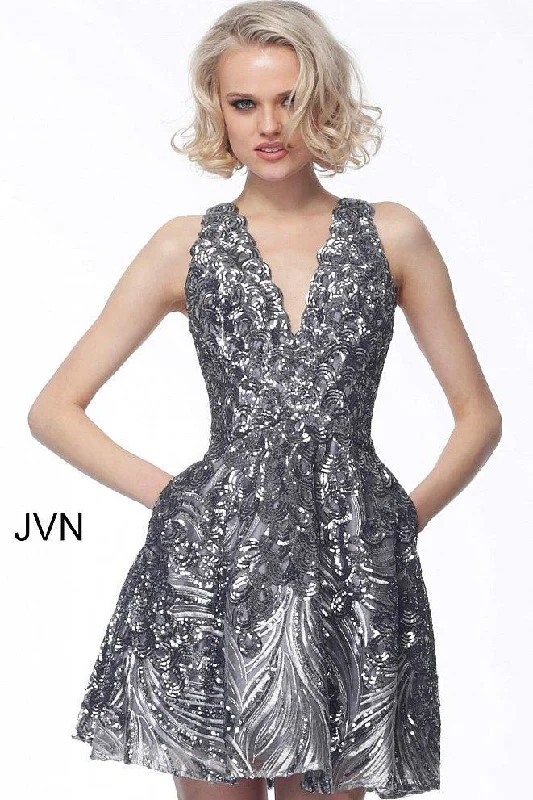Embroidered wedding dresses with metallic threads​ Jovani 66654 Sexy Short Prom Dress