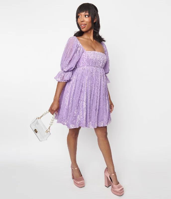 Everyday Dress with Adjustable Hem for Growing Kids or Changing Styles​ Smak Parlour Lavender Heart Velvet Love Interest Babydoll Dress