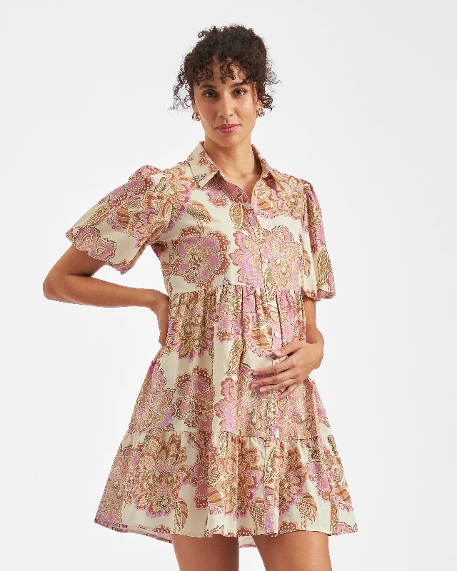 Plus size maternity dress for curvy moms - to - be Hope Linen Dress  Natural
