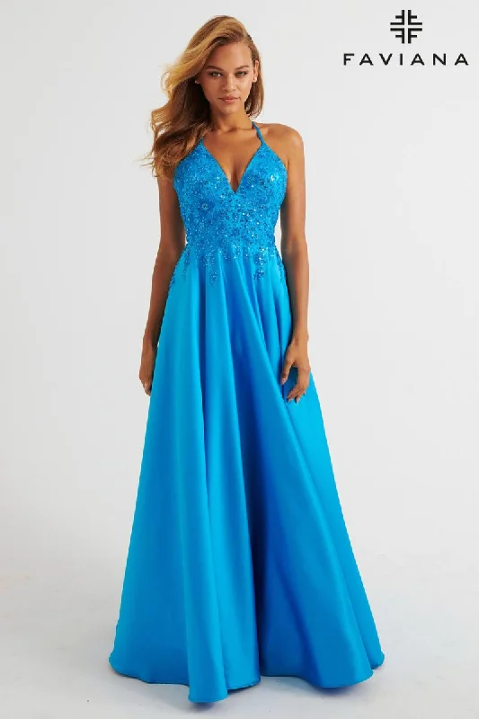 Mini dresses with gathered skirts for a voluminous effect Faviana A-Line Satin Lace Prom Dress 11260 Mini dresses with gathered skirts for a voluminous effect Faviana A-Line Satin Lace Prom Dress 11260