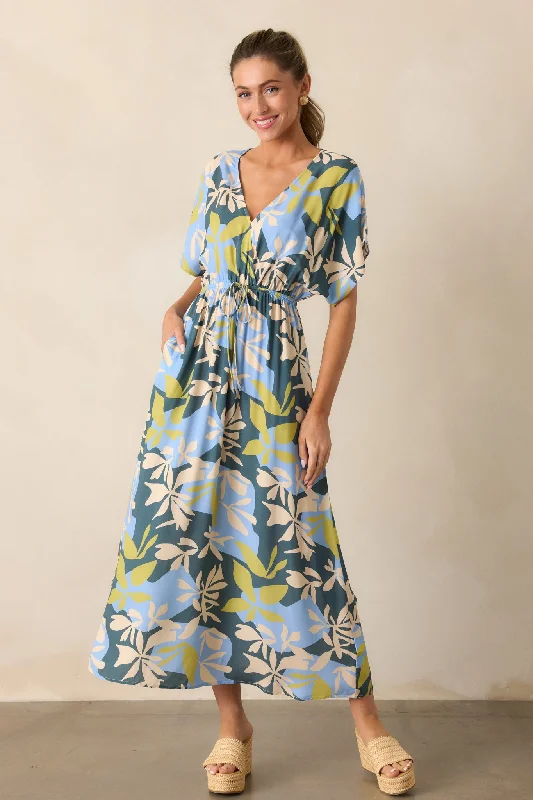 Argyle - Printed Casual Dresses in Pastel Hues​ MINKPINK Artistic Garden Green Midi Dress
