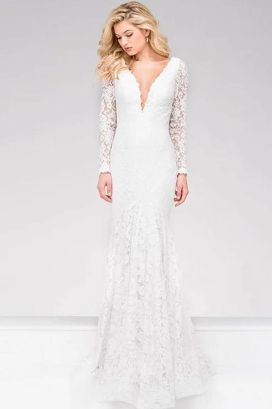Ballroom - ready wedding dresses with a large skirt​ Jovani 50026 Lace Long Mermaid Evening Dress