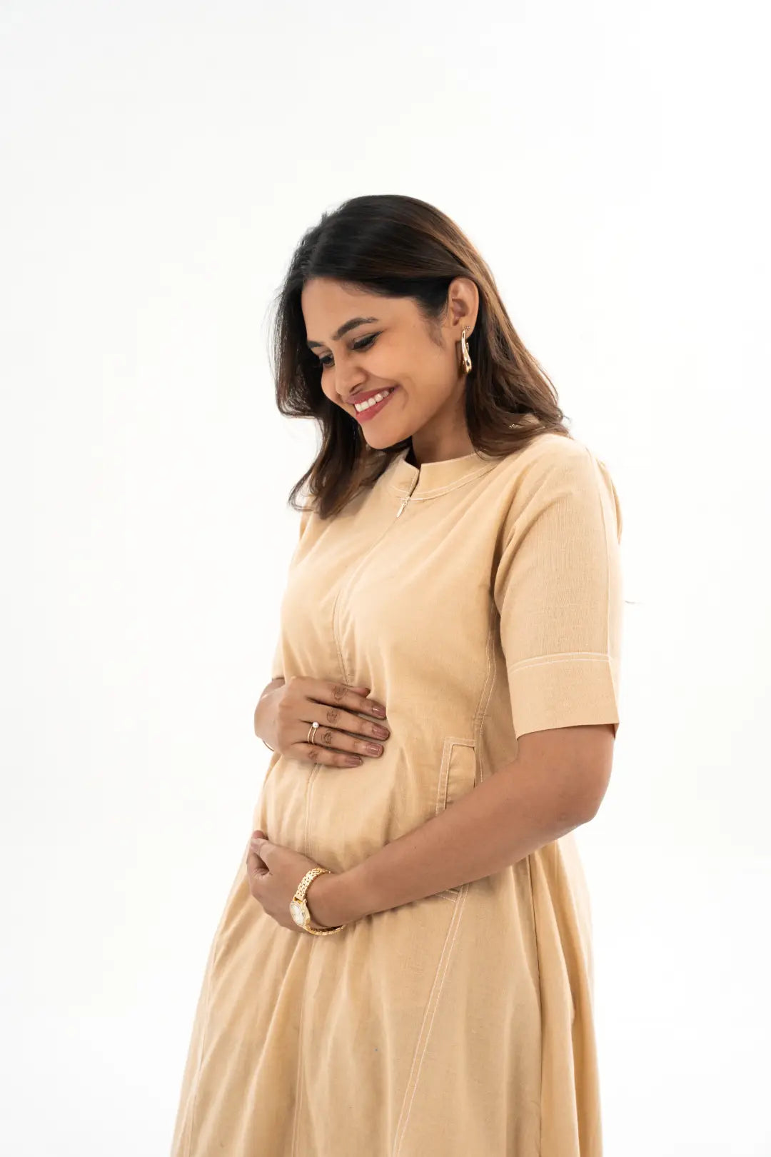 Maternity dress for a baby's first visit to the winery Latte Line Feeding Dress