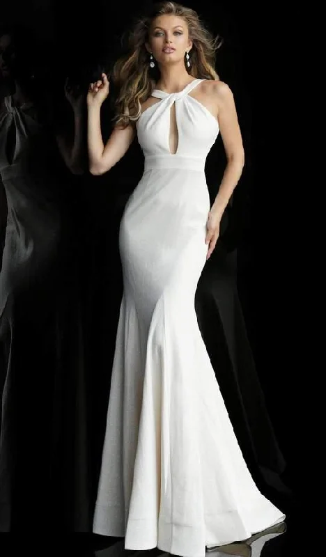 Square - neck wedding dresses with a demure look​ Jovani 59907 Long Formal Dress