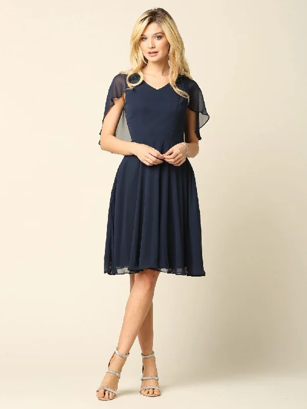 Wedding dresses with a ruched bodice for a textured look Bridesmaids Short Cocktail Chiffon Dress