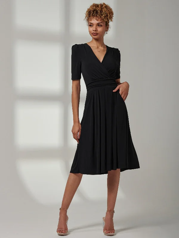Midi dresses with cotton - blend materials for everyday comfort Bianca Half Sleeve Jersey Midi Dress, Black