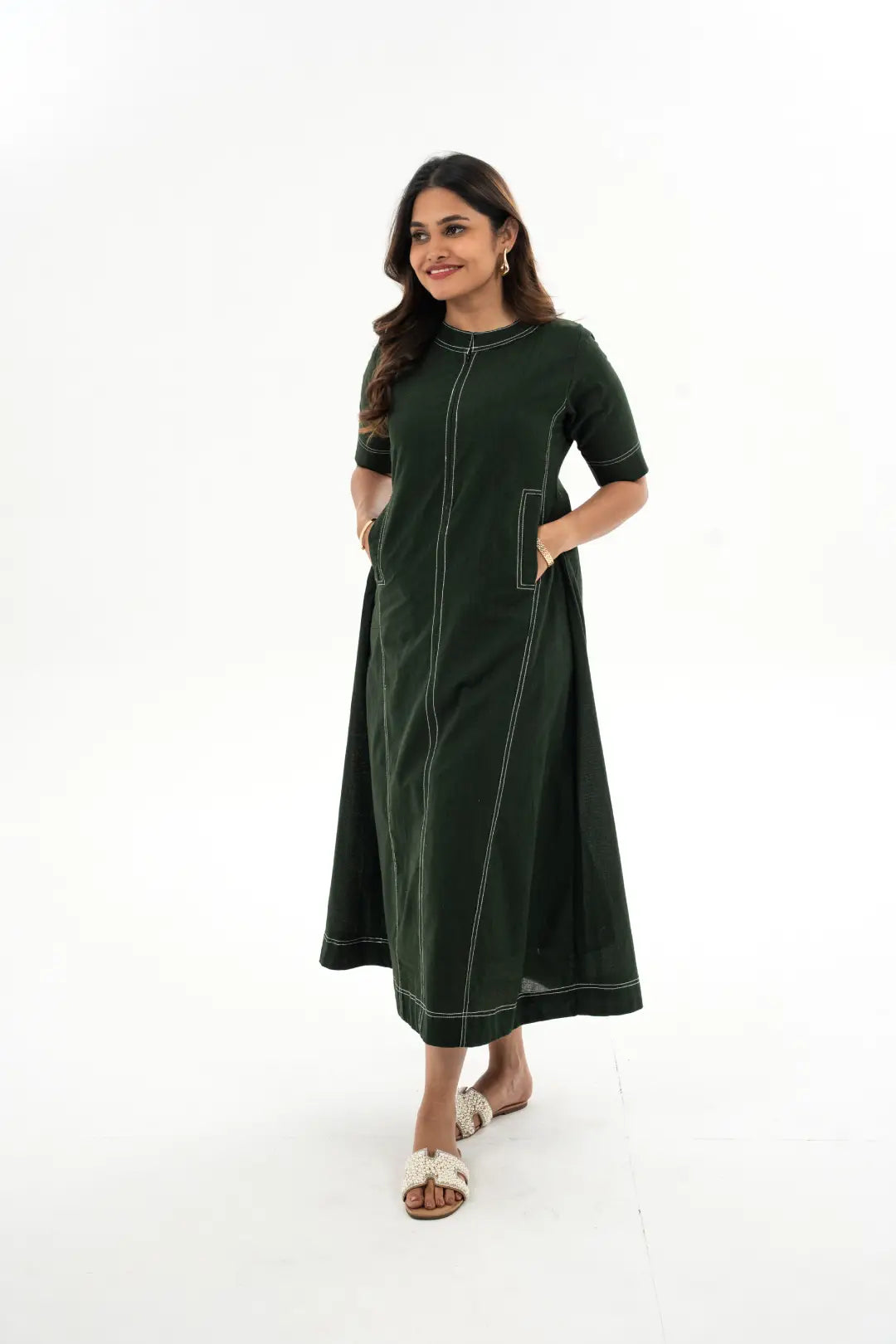 Maternity dress for a friend's wedding as a guest Olive Outline Feeding Dress
