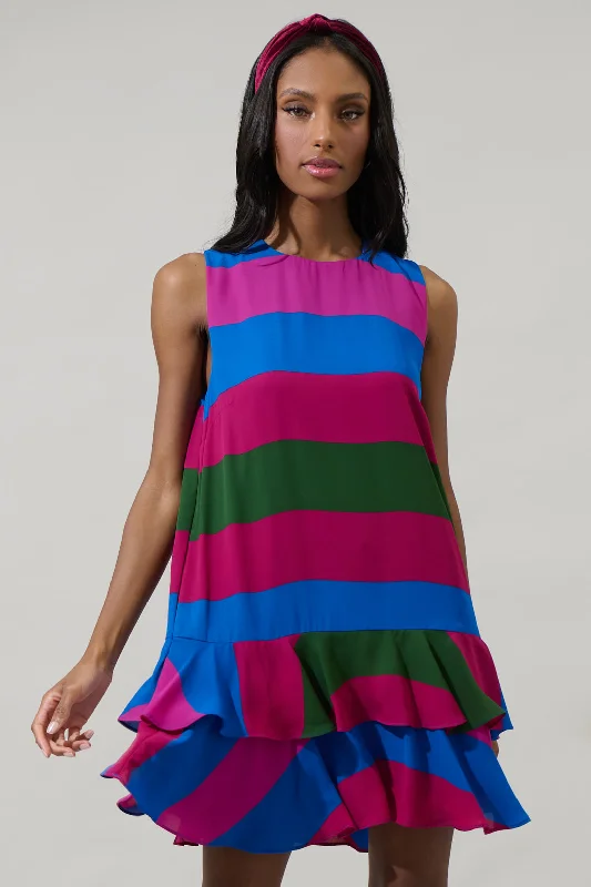 Sequined Casual Dresses for Special Occasions​ Saige Striped Una Shift Mini Dress