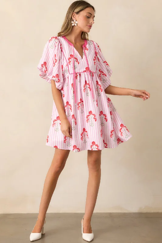 Home - Wear Casual Dresses for Comfort at Home​ Bunches Of Love Pink Puff Sleeve Mini Dress