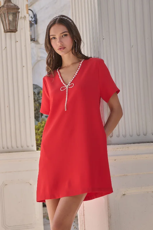 Leather - Look Casual Dresses for a Tough Style​ Stazie V-Neck Shift Mini Dress