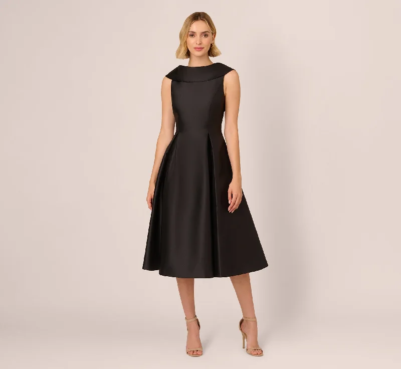 Midi dresses with cold - shoulder cutouts for a trendy style Roll Neck Mikado Dress In Black Midi dresses with cold - shoulder cutouts for a trendy style Roll Neck Mikado Dress In Black