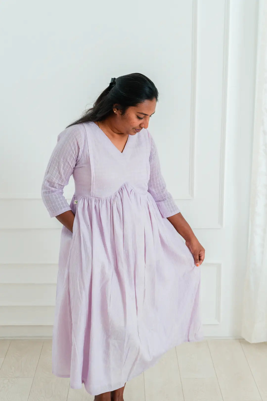Maternity dress for a family photoshoot Mystic Lilac Flared Feeding Dress