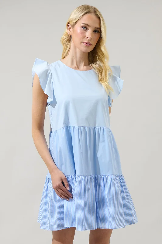 Stretchable Casual Dresses for a Flexible Fit​ Perri Striped Mix Media Mini Dress