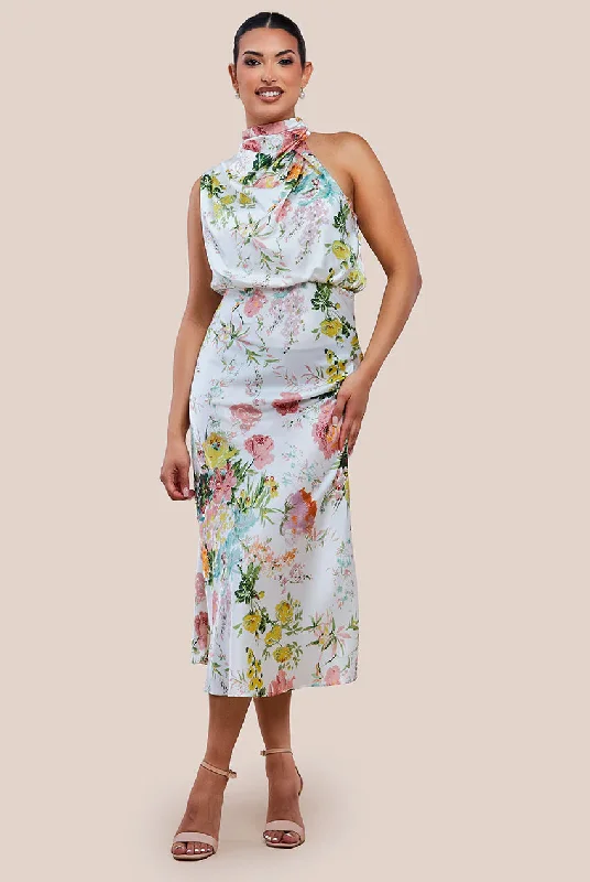 Midi dresses with ruched sleeves for a more fitted and stylish arm look Urban Touch Ruched Asymmetric High Neck Satin Midi Dress Midi dresses with ruched sleeves for a more fitted and stylish arm look Urban Touch Ruched Asymmetric High Neck Satin Midi Dress