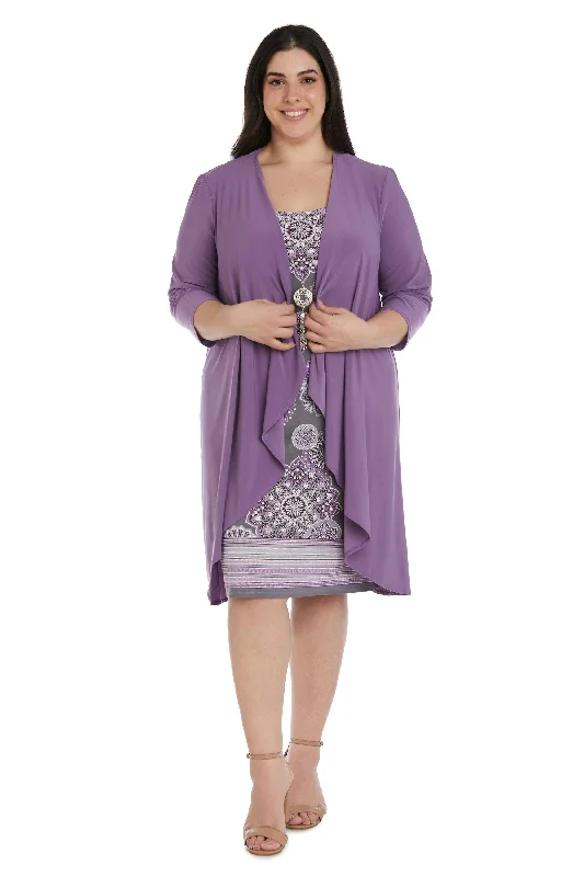 Maternity dress for a baby's first visit to the farm R&M Richards 9257W Short Plus Size Jacket Dress