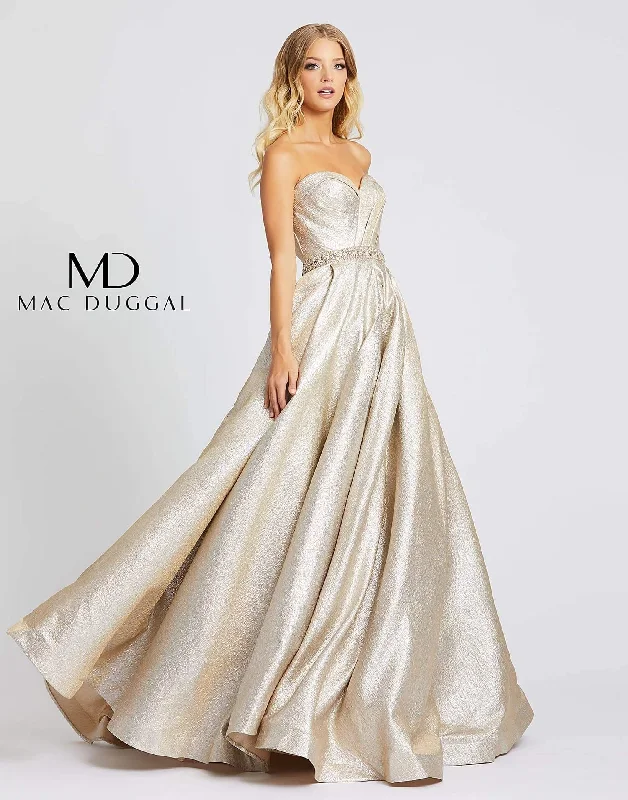 Maternity dress with side ruching to accommodate bump Mac Duggal Long Strapless Sweetheart Prom Ball Gown Sale
