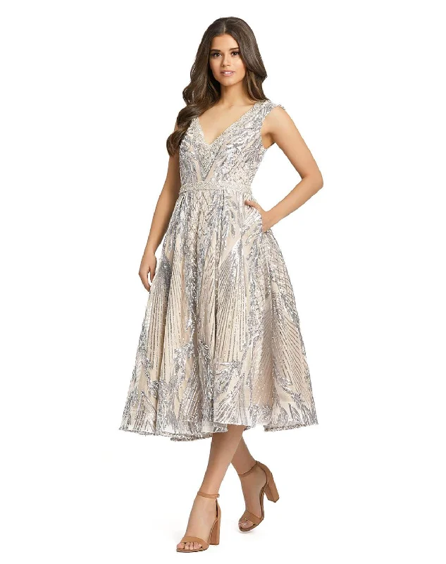 Vintage - themed wedding dresses with pearl accents​ Mac Duggal 67533 Short Sleeveless Dress