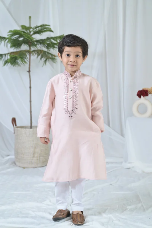 Maternity dress for a bridal shower as a hostess Luxe Coral Embroidered Kurta Set (2pc) (0-12 Yrs)