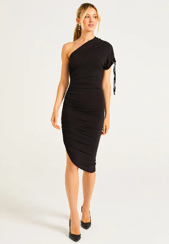 Sleeveless midi dresses with lace details for summer weddings Angeleye BodyCon Midi Dress With One Shoulder Adjustable Sleeve Sleeveless midi dresses with lace details for summer weddings Angeleye BodyCon Midi Dress With One Shoulder Adjustable Sleeve