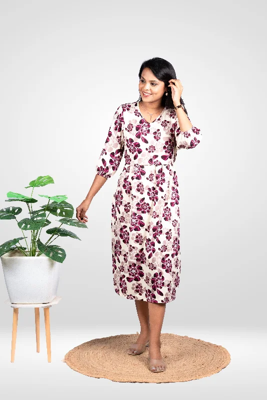 Maternity dress for a baby's first trip to the zoo Midi Luxury jessy  Light Weight Dress( non - transparent)