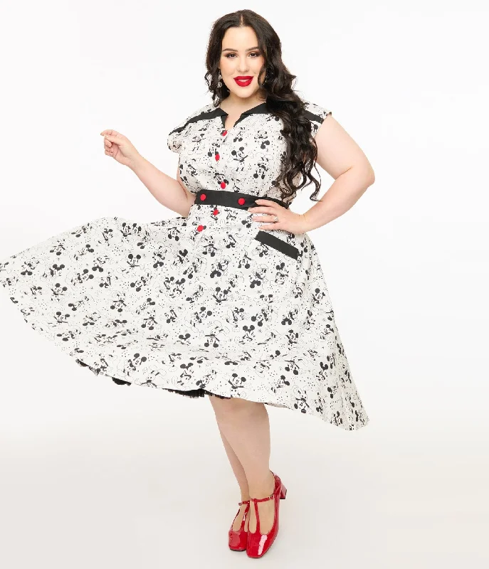  Disney Mickey & Friends Collection by Unique Vintage Plus Size Mickey Mouse Hedda Swing Dress