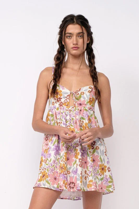 Argyle - Printed Casual Dresses in Pastel Hues​ Andriana Lavender Floral Babydoll Cami Mini Dress