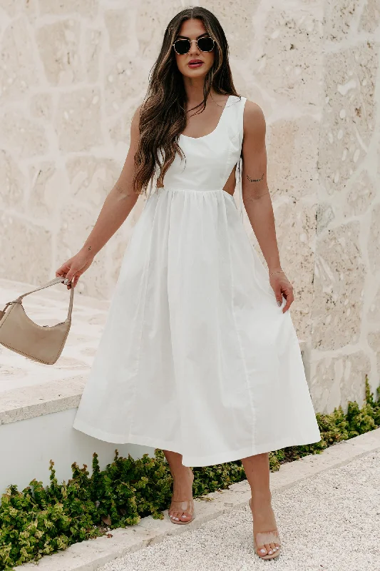 Maternity Casual Dresses for Pregnant Women​ Change Of Perspective Side Cut-Out Midi Dress (Snow)