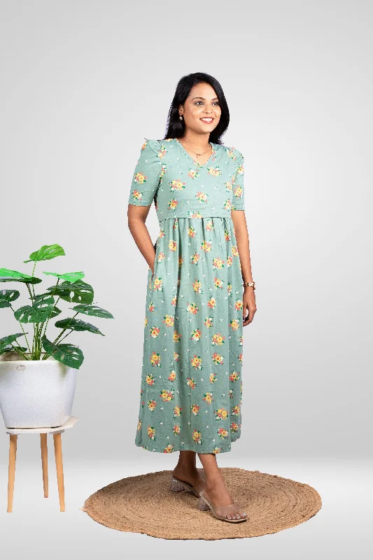 Maternity dress for a winter wonderland event Calf length  Megha Light Weight Dress summer collection